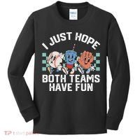 I Just Hope Both Teams Have Fun Baseball Kids Long Sleeve Shirt thumb 0