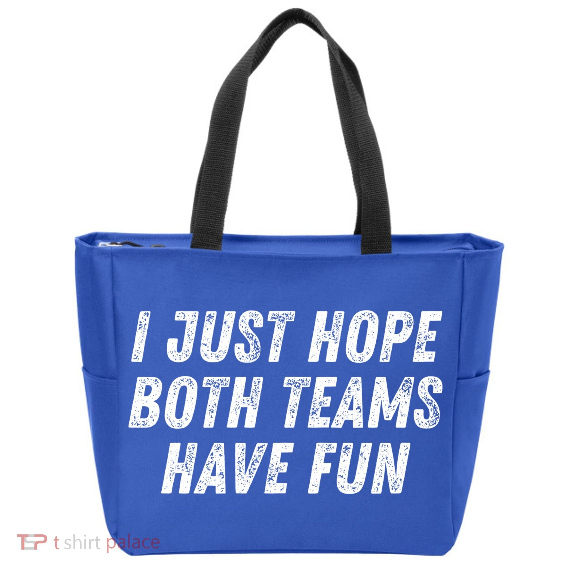 I Just Hope Both Teams Have Fun Funny Football Baseball Gift Tote Bag