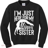 I'm Just Here For My Flippin' Sister Gymnast Brother Kids Sweatshirt thumb 0