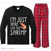 I'm Just Here For The Shrimp Crawfish Crab Seafood Lover Kids Long Sleeve Plaid Pajama Set thumb 0
