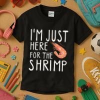 I'm Just Here For The Shrimp Crawfish Crab Seafood Lover Kids T-Shirt thumb 3