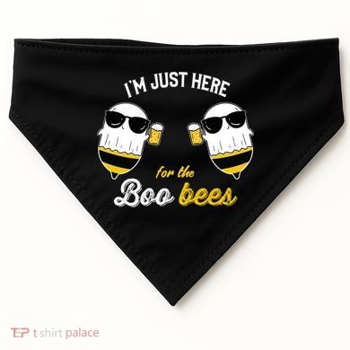 I'm Just Here For The Boo Bees Halloween Ghost Gift USA-Made Doggie Bandana