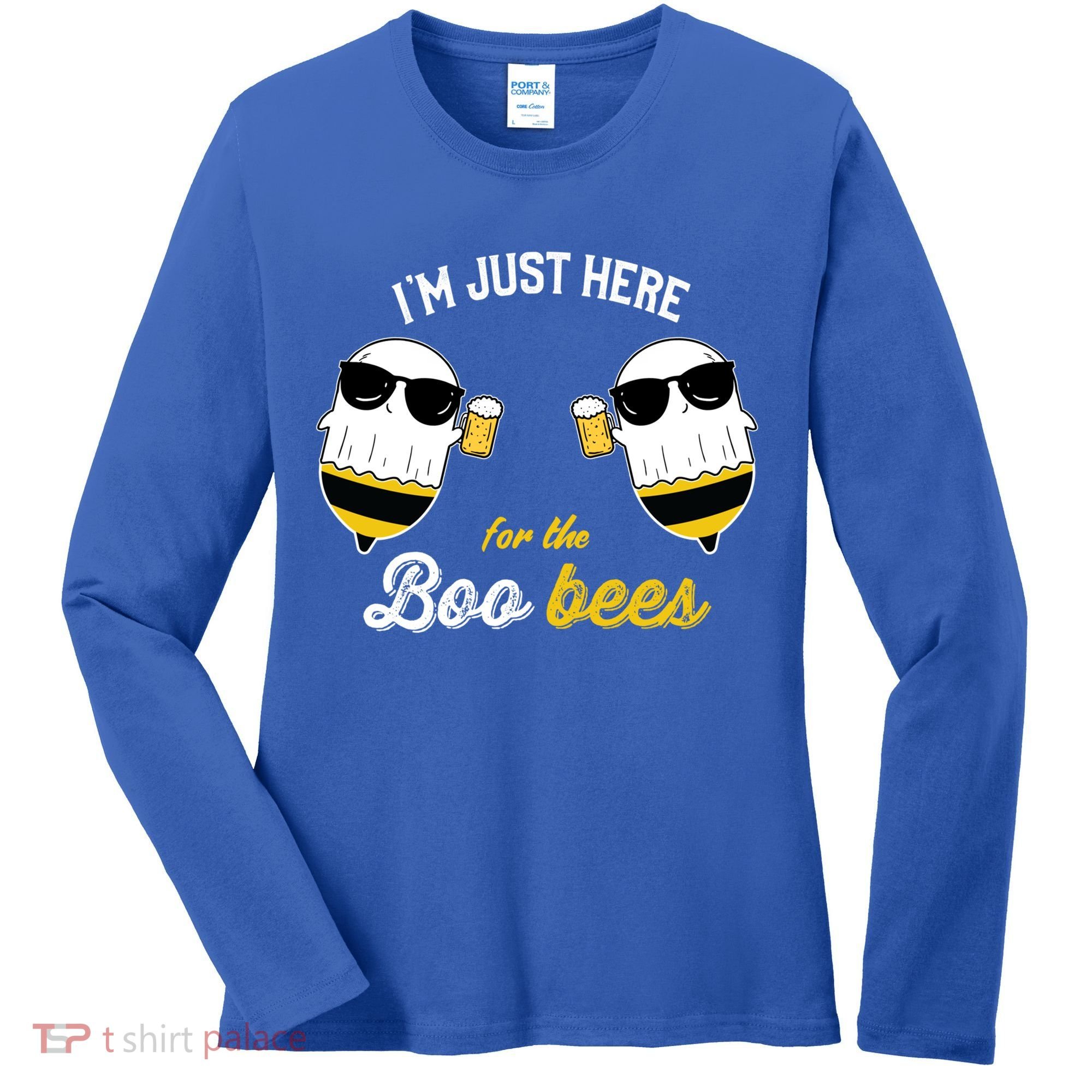 I'm Just Here For The Boo Bees Halloween Ghost Gift Women's Long Sleeve Shirt