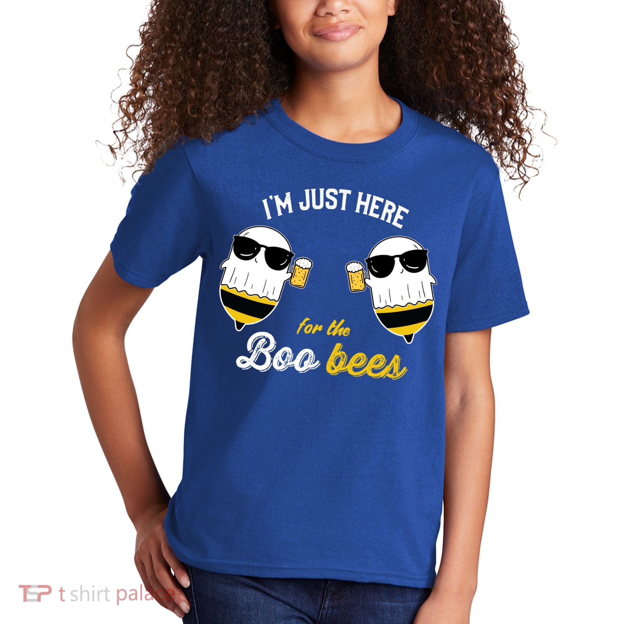 I'm Just Here For The Boo Bees Halloween Ghost Gift Kids T-Shirt