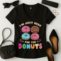 Im Just Here For The Donuts Candy Lover Women's V-Neck T-Shirt thumb 2