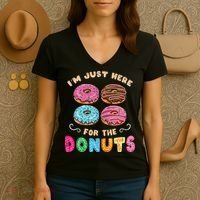 Im Just Here For The Donuts Candy Lover Women's V-Neck T-Shirt thumb 3