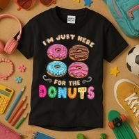 Im Just Here For The Donuts Candy Lover Kids T-Shirt thumb 3