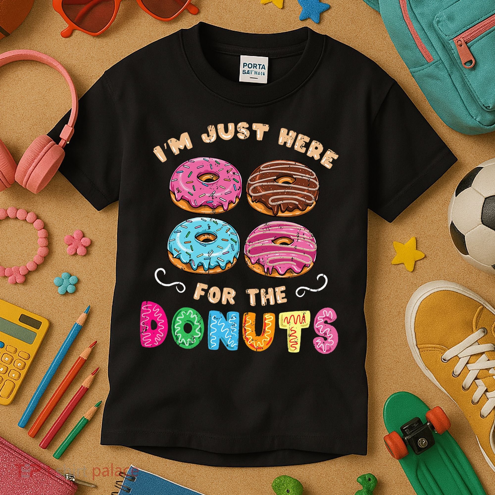 Im Just Here For The Donuts Candy Lover Kids T-Shirt