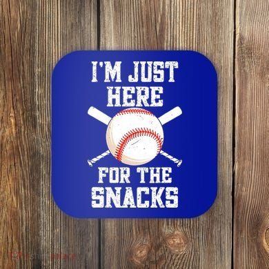 I'm Just Here For The Snacks Vintage Baseball Coaster