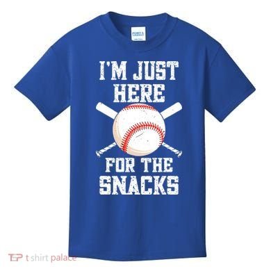I'm Just Here For The Snacks Vintage Baseball Kids T-Shirt