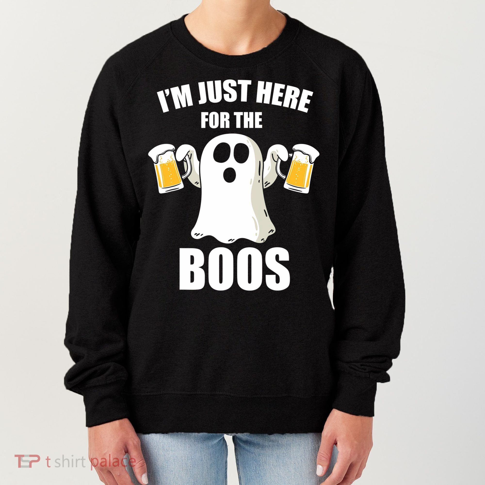 IM Just Here For The Boos Funny Halloween Cute Ghost Gift Women's Sweatshirt