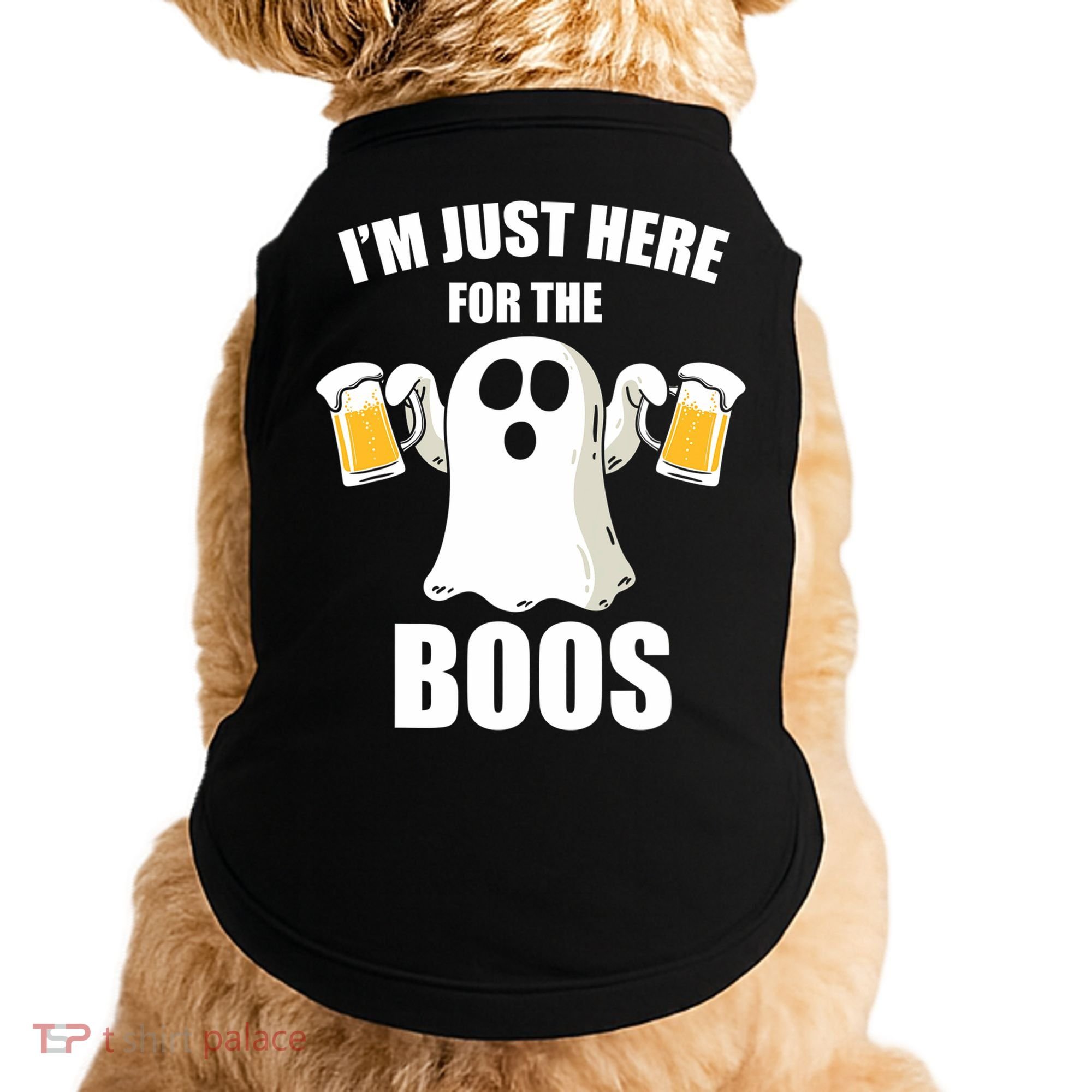 IM Just Here For The Boos Funny Halloween Cute Ghost Gift Doggie Tank