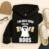 IM Just Here For The Boos Funny Halloween Cute Ghost Gift Hoodie thumb 4