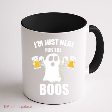 IM Just Here For The Boos Funny Halloween Cute Ghost Gift Coffee Mug back