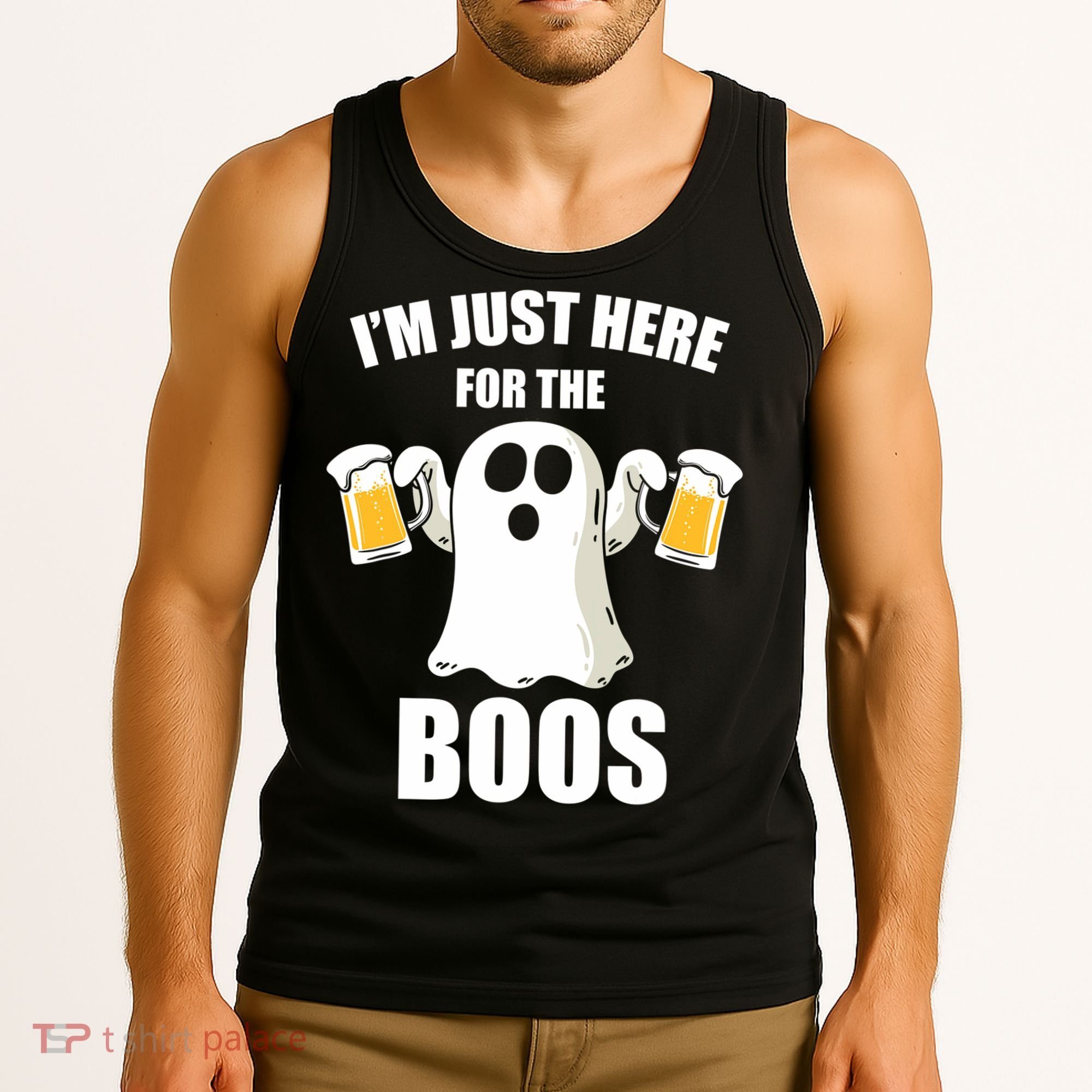 IM Just Here For The Boos Funny Halloween Cute Ghost Gift Tank Top