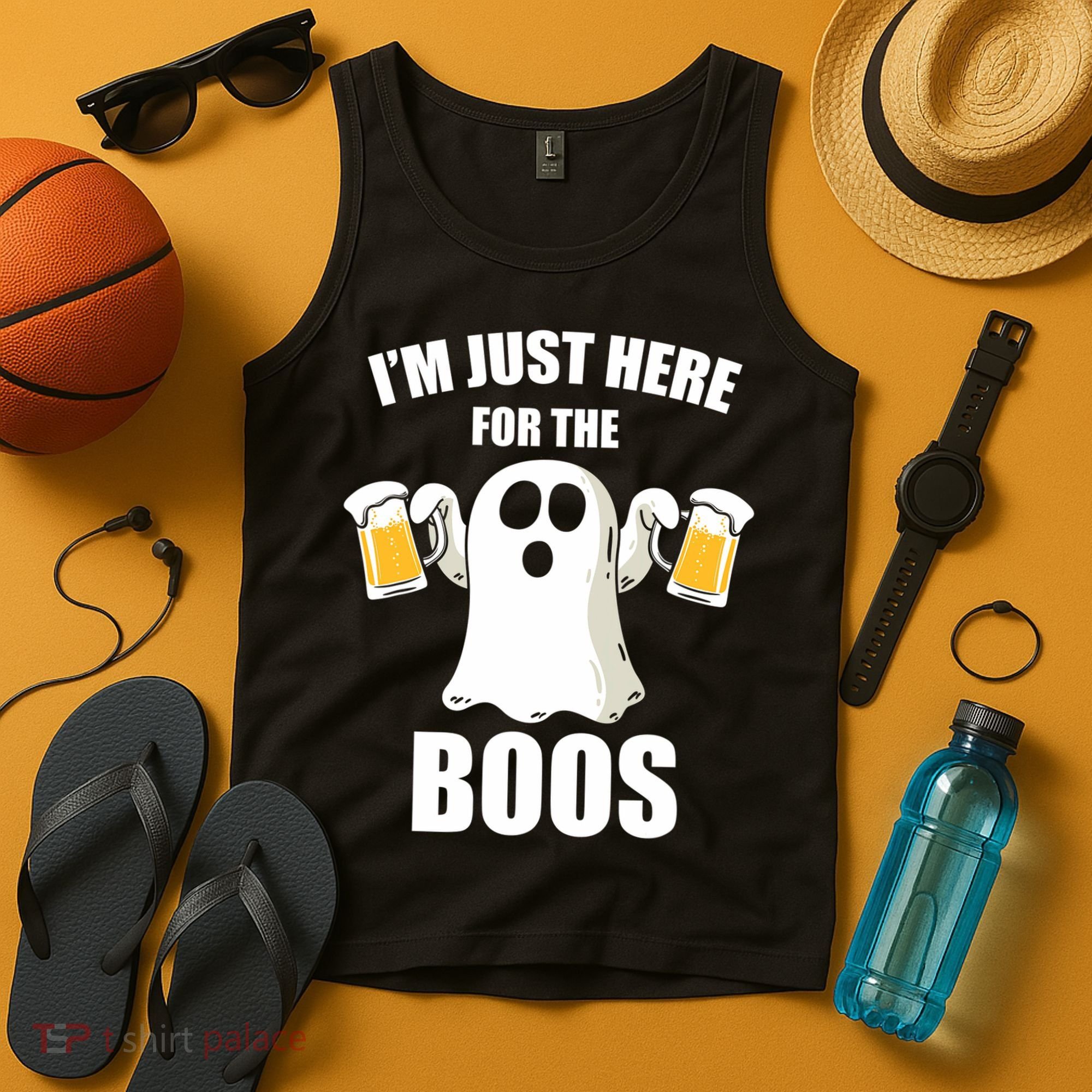 IM Just Here For The Boos Funny Halloween Cute Ghost Gift Tank Top