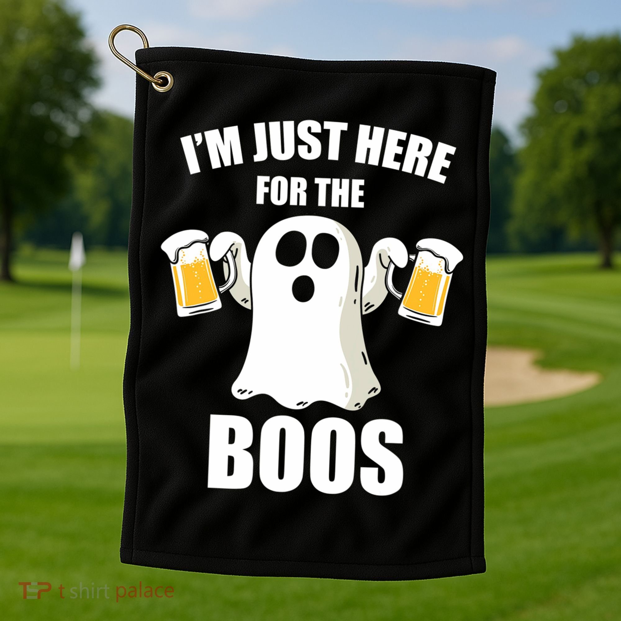 IM Just Here For The Boos Funny Halloween Cute Ghost Gift Golf Towel