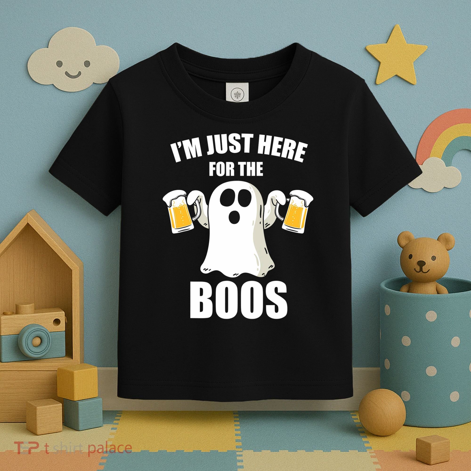 IM Just Here For The Boos Funny Halloween Cute Ghost Gift Toddler T-Shirt