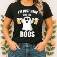 IM Just Here For The Boos Funny Halloween Cute Ghost Gift Women's T-Shirt thumb 2