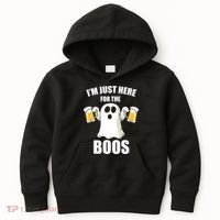 IM Just Here For The Boos Funny Halloween Cute Ghost Gift Kids Hoodie thumb 0