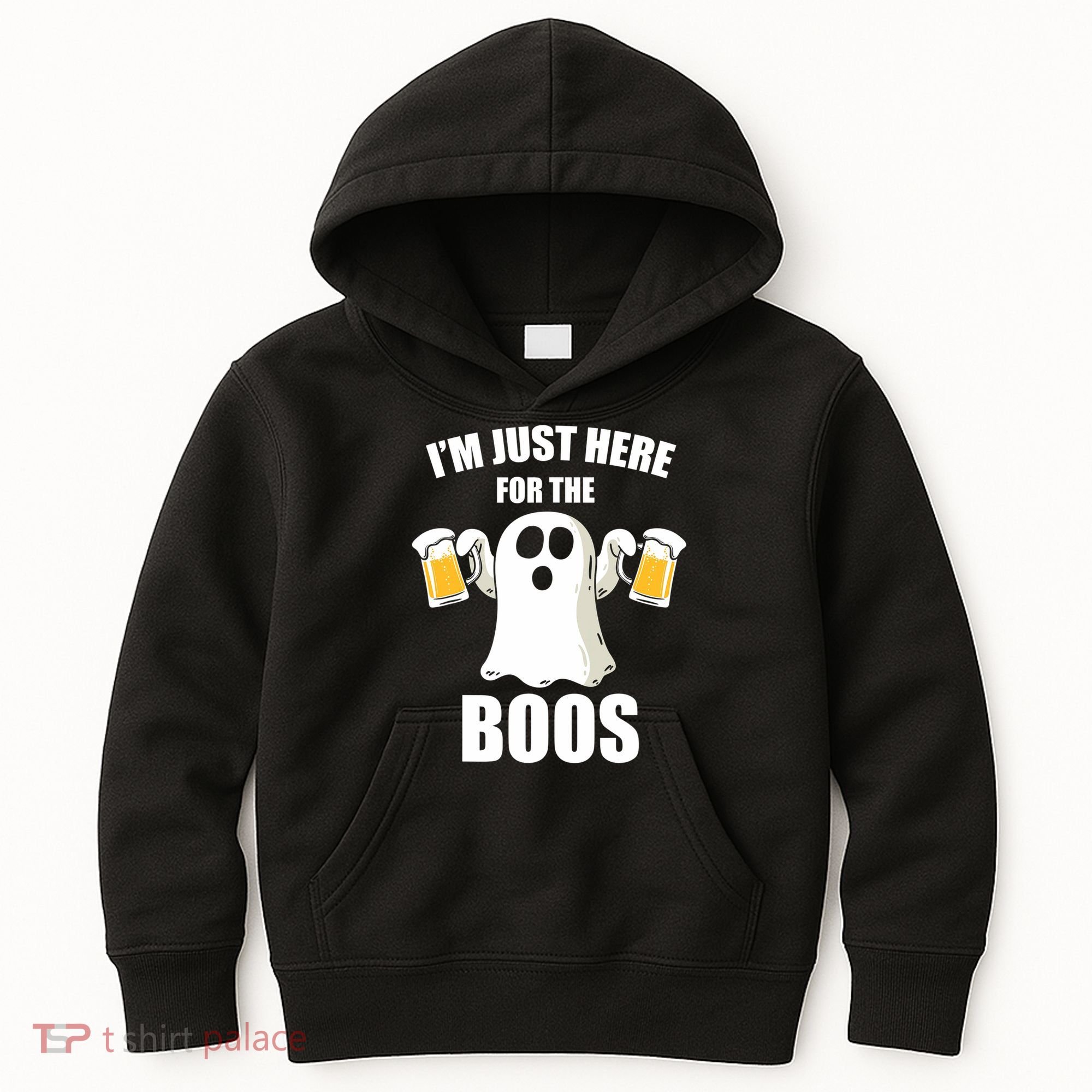 IM Just Here For The Boos Funny Halloween Cute Ghost Gift Kids Hoodie