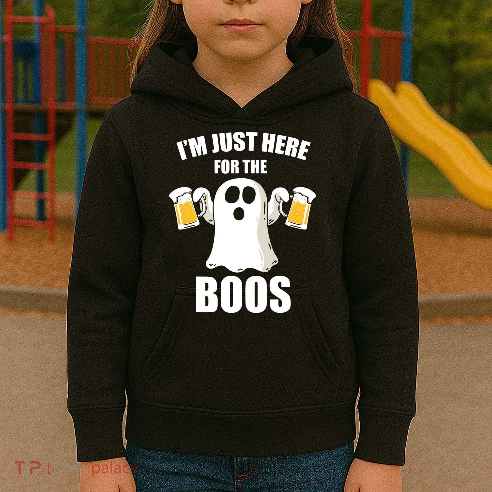 IM Just Here For The Boos Funny Halloween Cute Ghost Gift Kids Hoodie