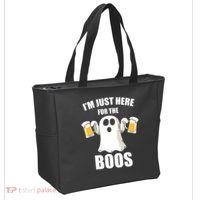 IM Just Here For The Boos Funny Halloween Cute Ghost Gift Tote Bag thumb 2