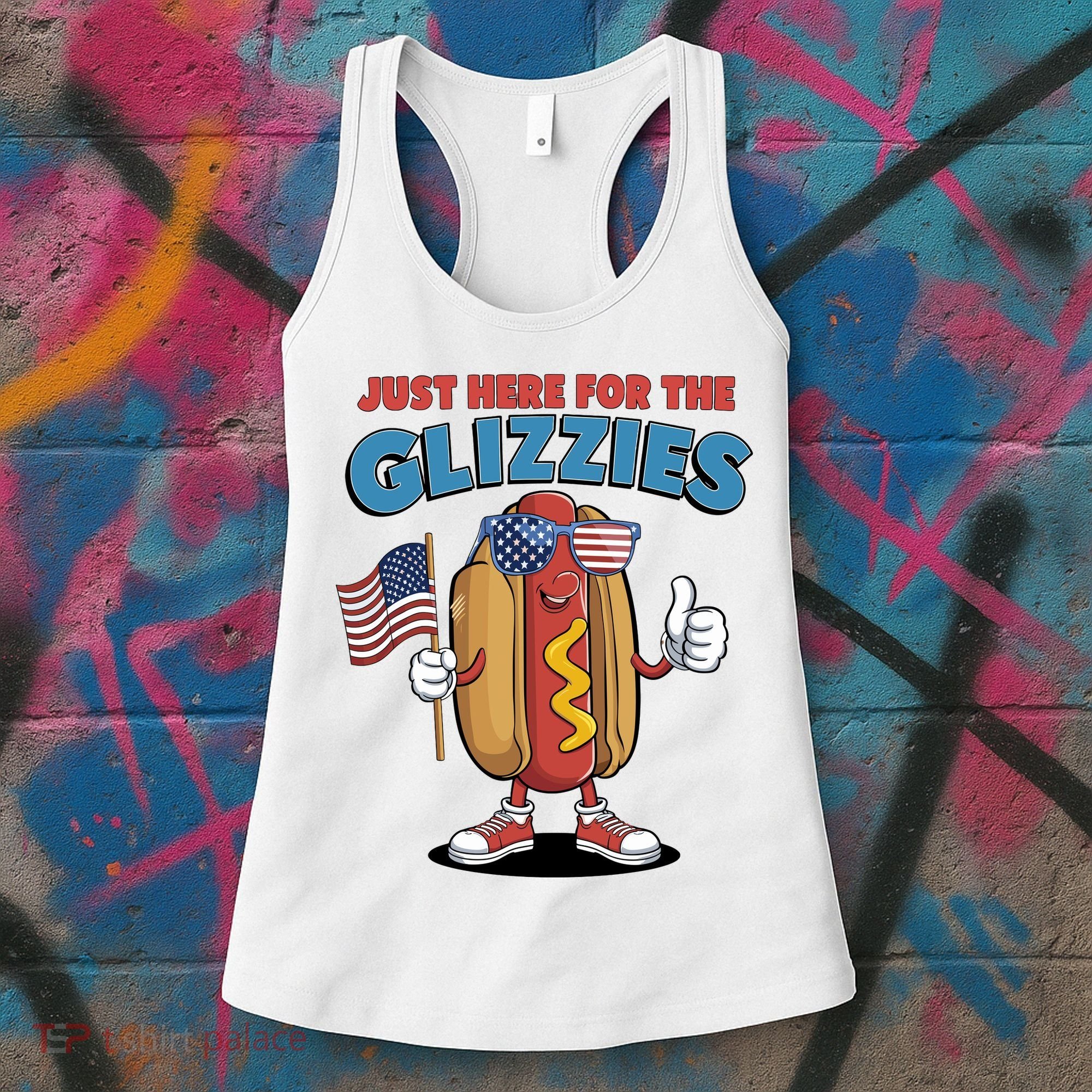 Im Just Here For The Glizzies Funny Fourth Of July Wiener Women's Tank Top