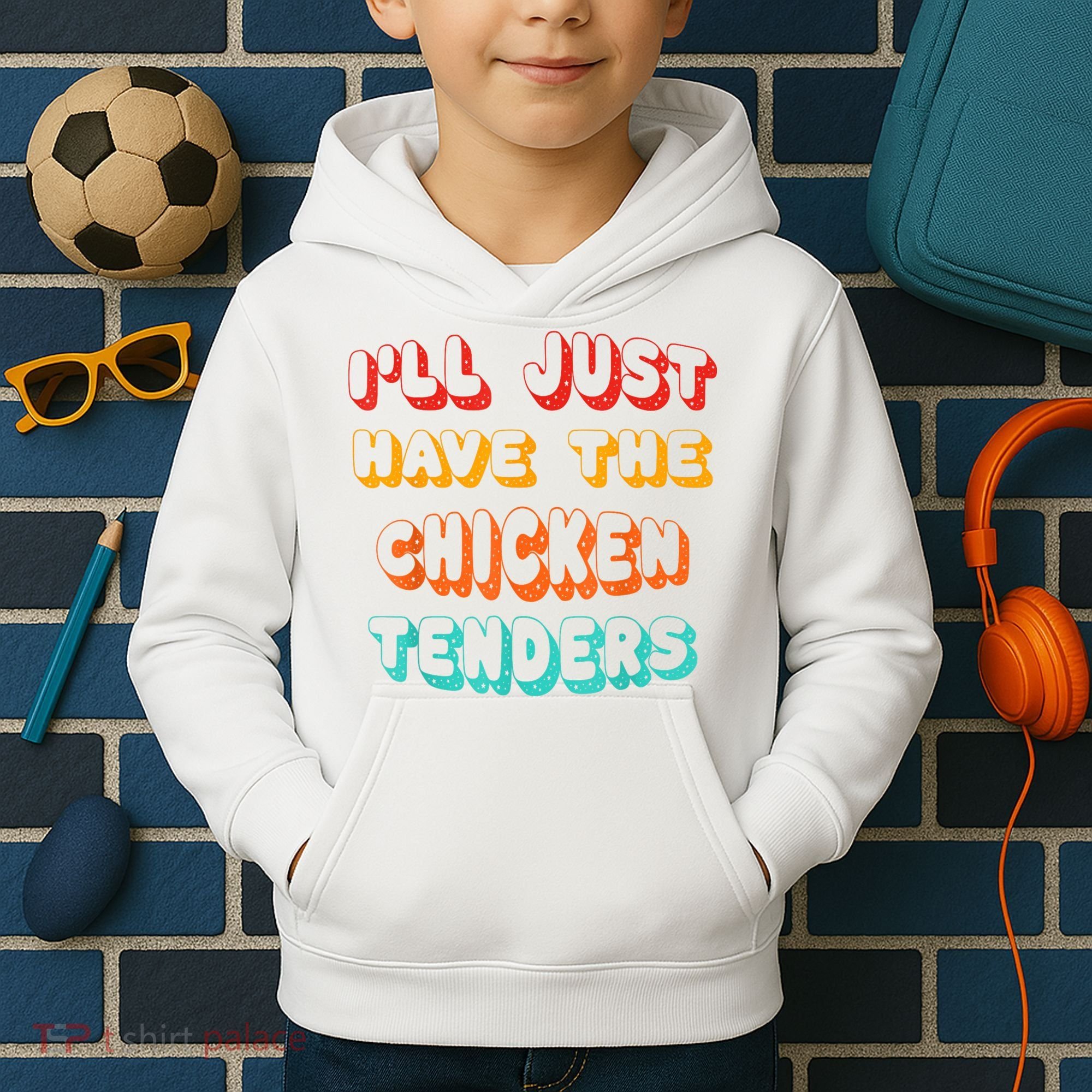 Ill Just Have The Chicken Tenders Funny Retro Quote Kids Hoodie