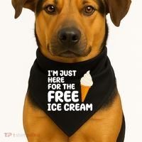 I'm Just Here For The Free Ice Cream Funny USA-Made Doggie Bandana thumb 1