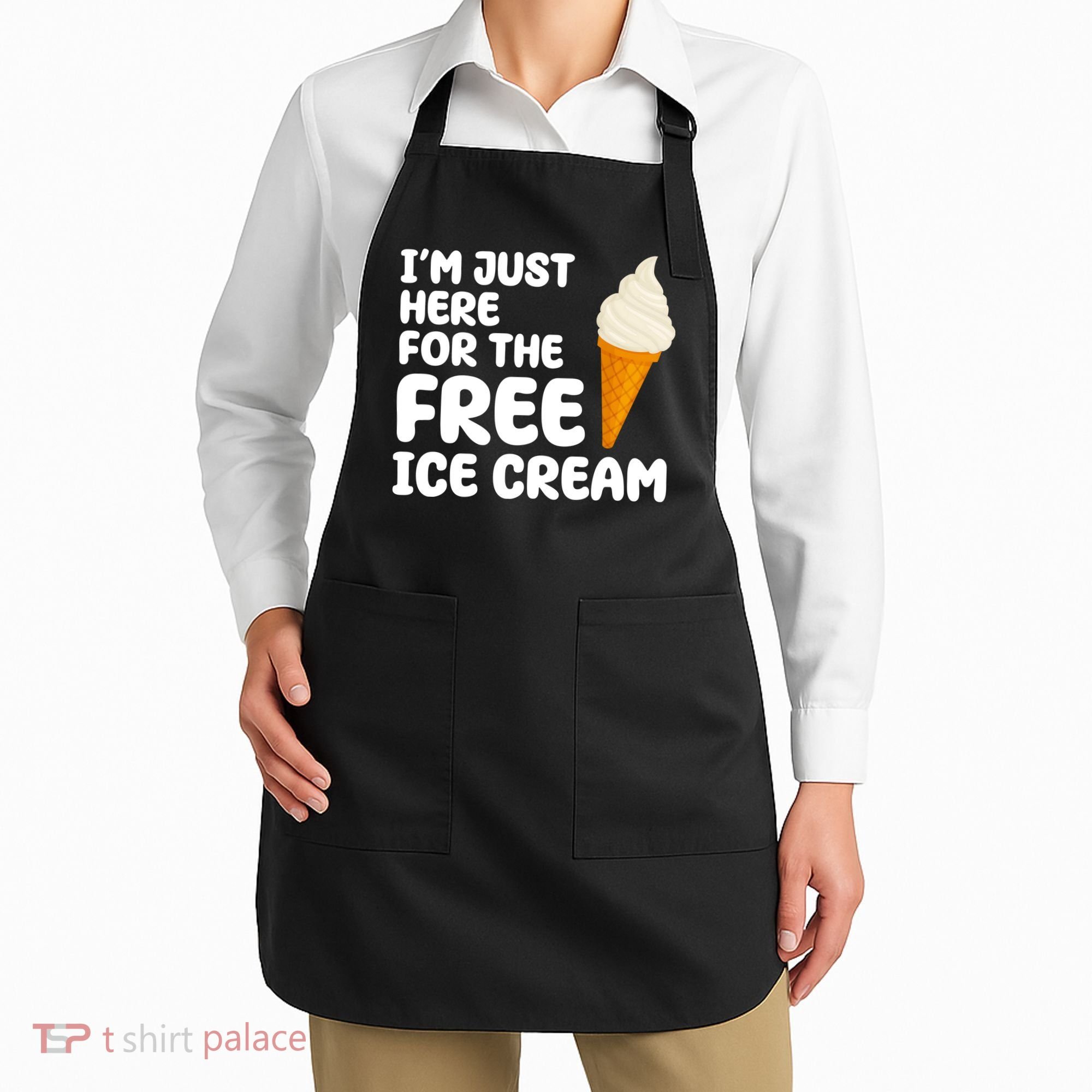 I'm Just Here For The Free Ice Cream Funny Apron
