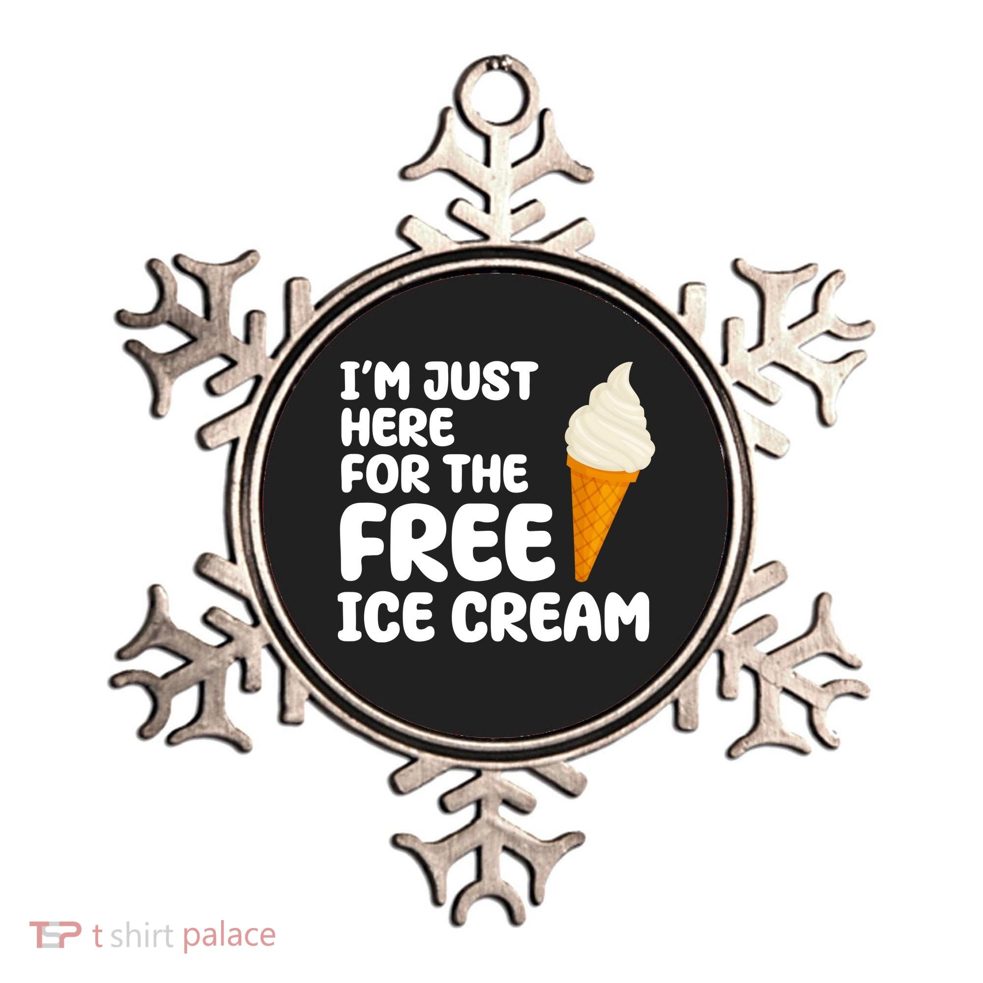 I'm Just Here For The Free Ice Cream Funny Ornament
