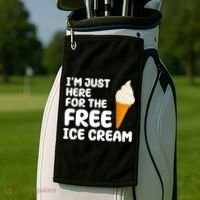 I'm Just Here For The Free Ice Cream Funny Golf Towel thumb 2