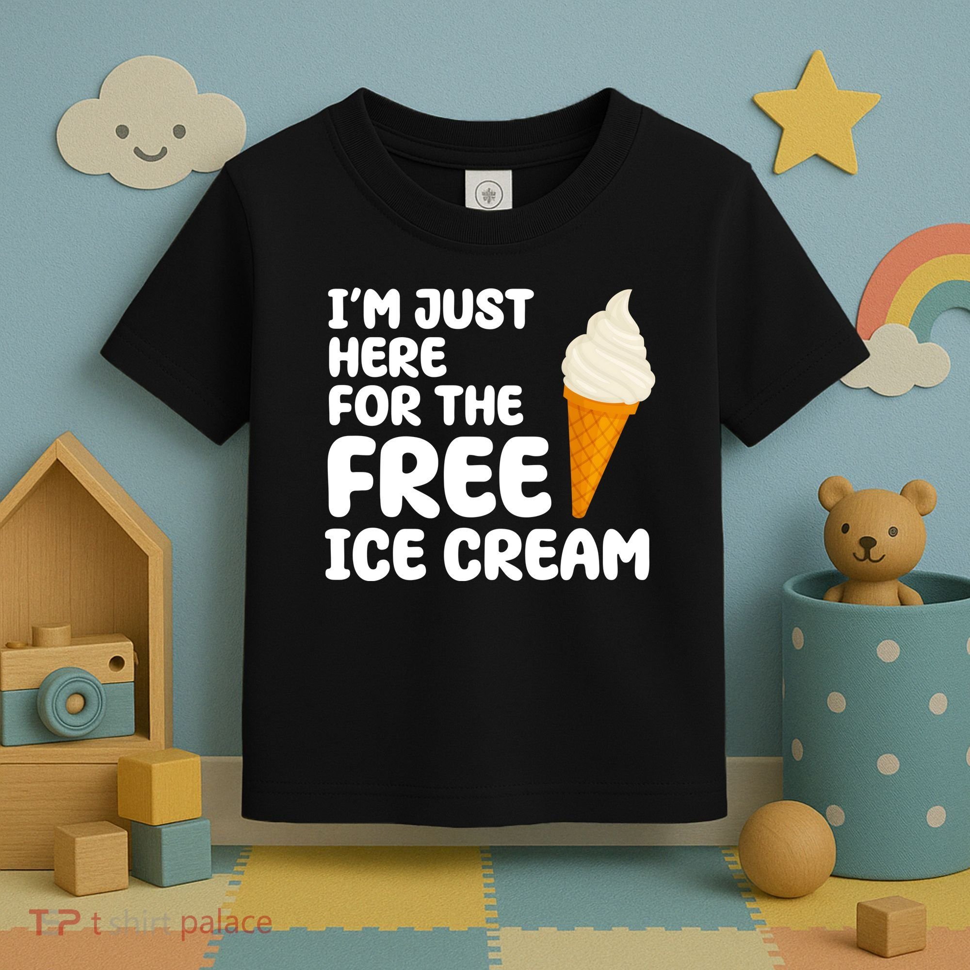 I'm Just Here For The Free Ice Cream Funny Toddler T-Shirt