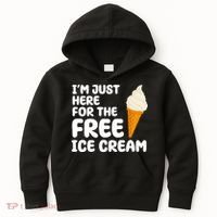 I'm Just Here For The Free Ice Cream Funny Kids Hoodie thumb 0