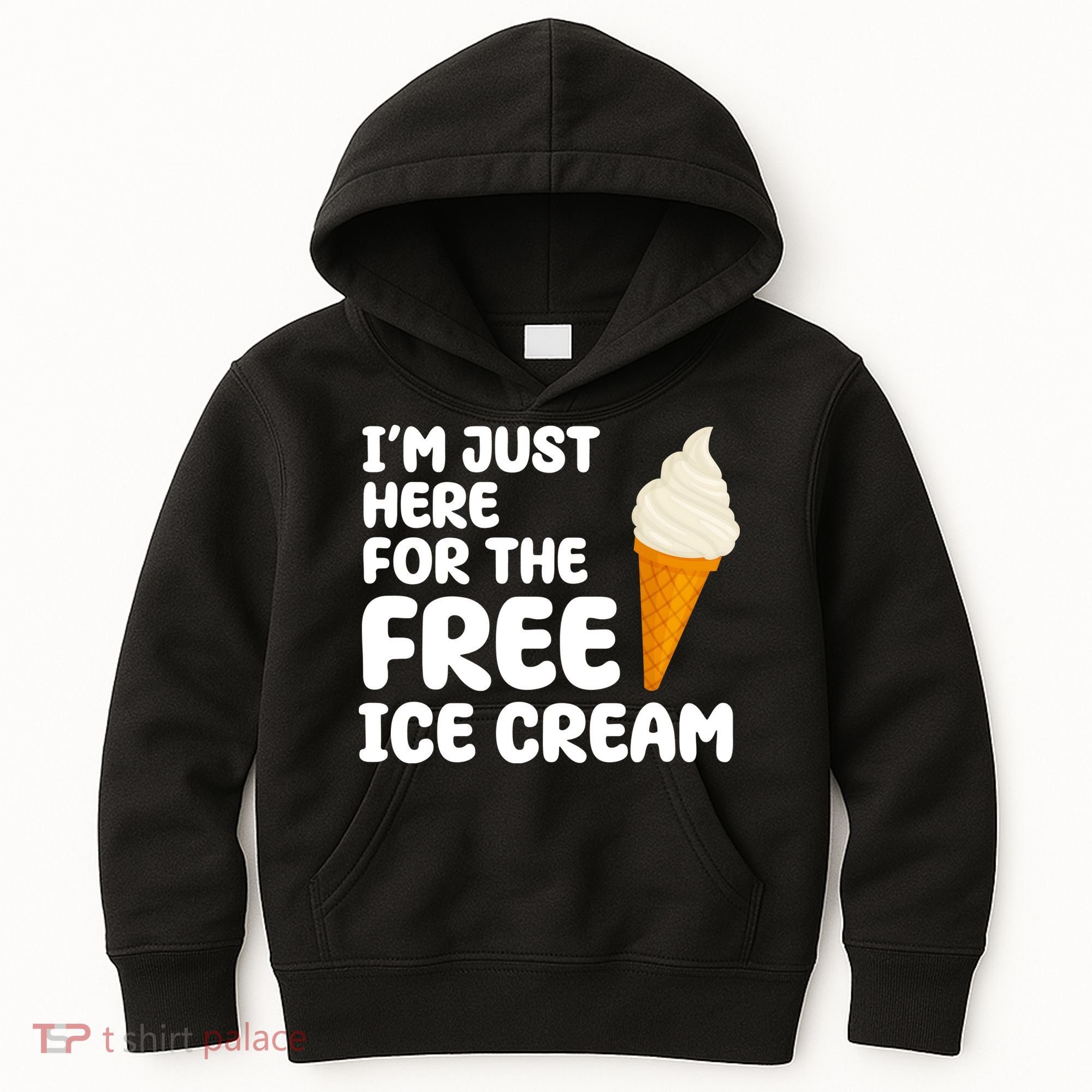 I'm Just Here For The Free Ice Cream Funny Kids Hoodie