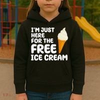 I'm Just Here For The Free Ice Cream Funny Kids Hoodie thumb 3