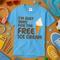 I'm Just Here For The Free Ice Cream Funny Kids T-Shirt thumb 3