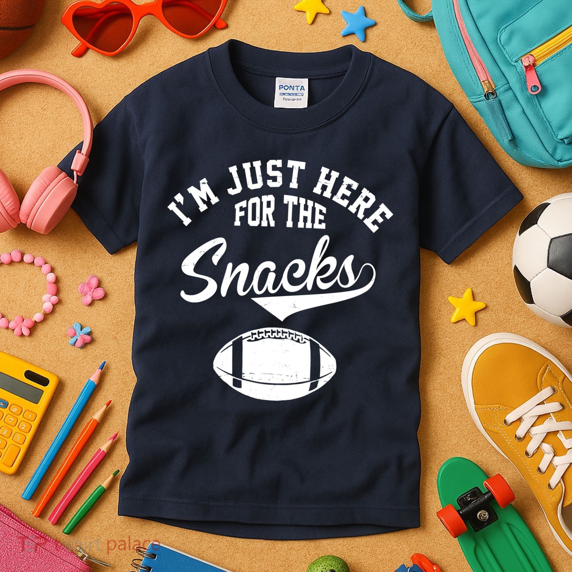 I'm Just Here For The Snacks Funny Football Kids T-Shirt