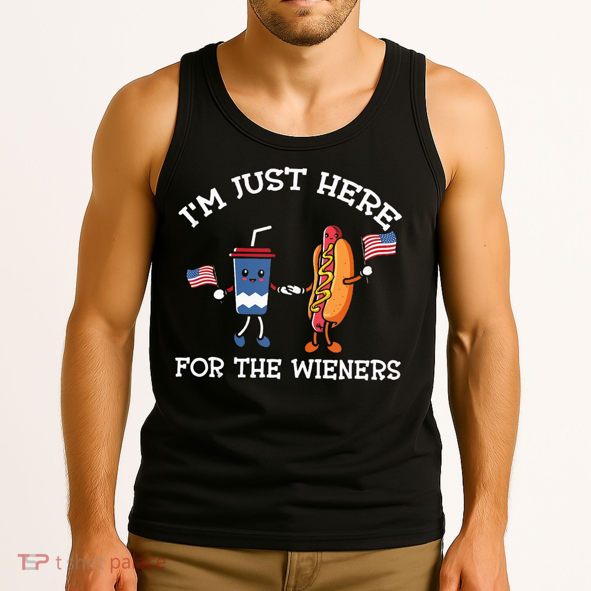 Im Just Here For The Weiners Hot Dogs 4th Of July Tank Top