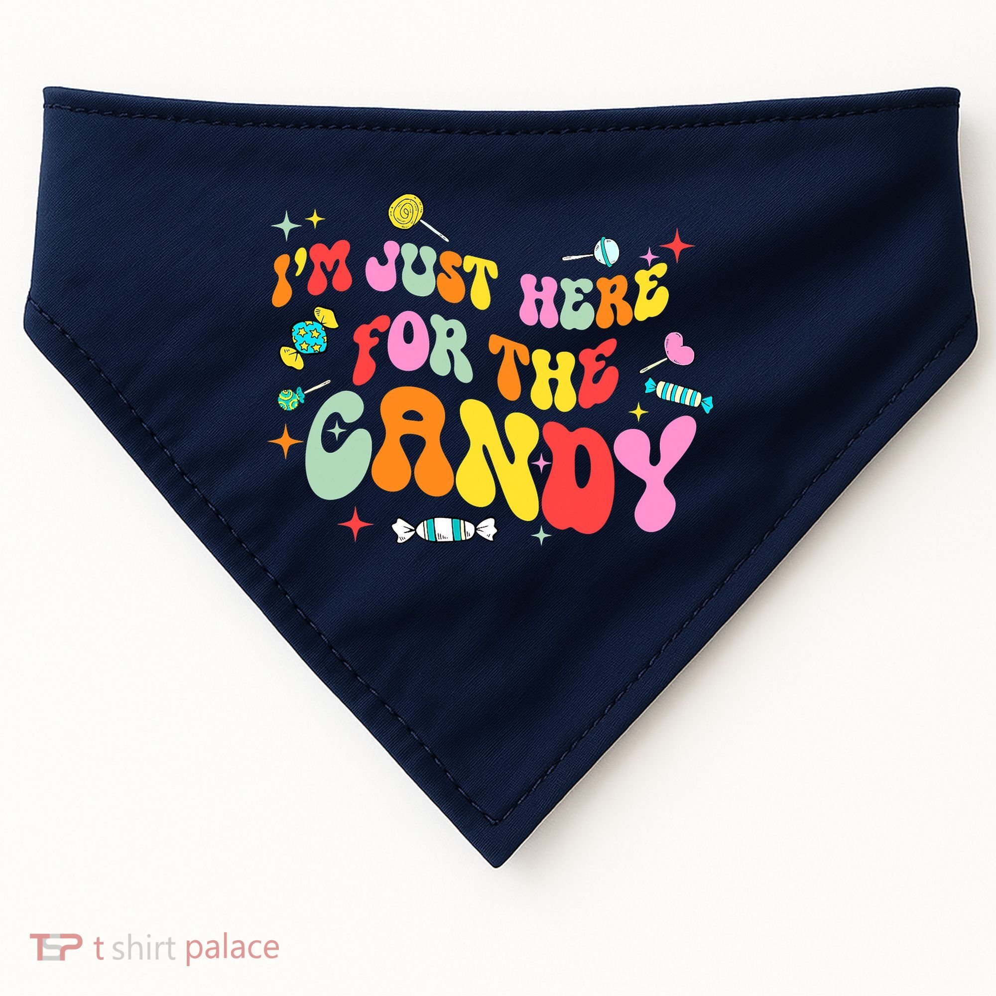 I'm Just Here For The Candy Halloween Cute Lollipop Sweets USA-Made Doggie Bandana