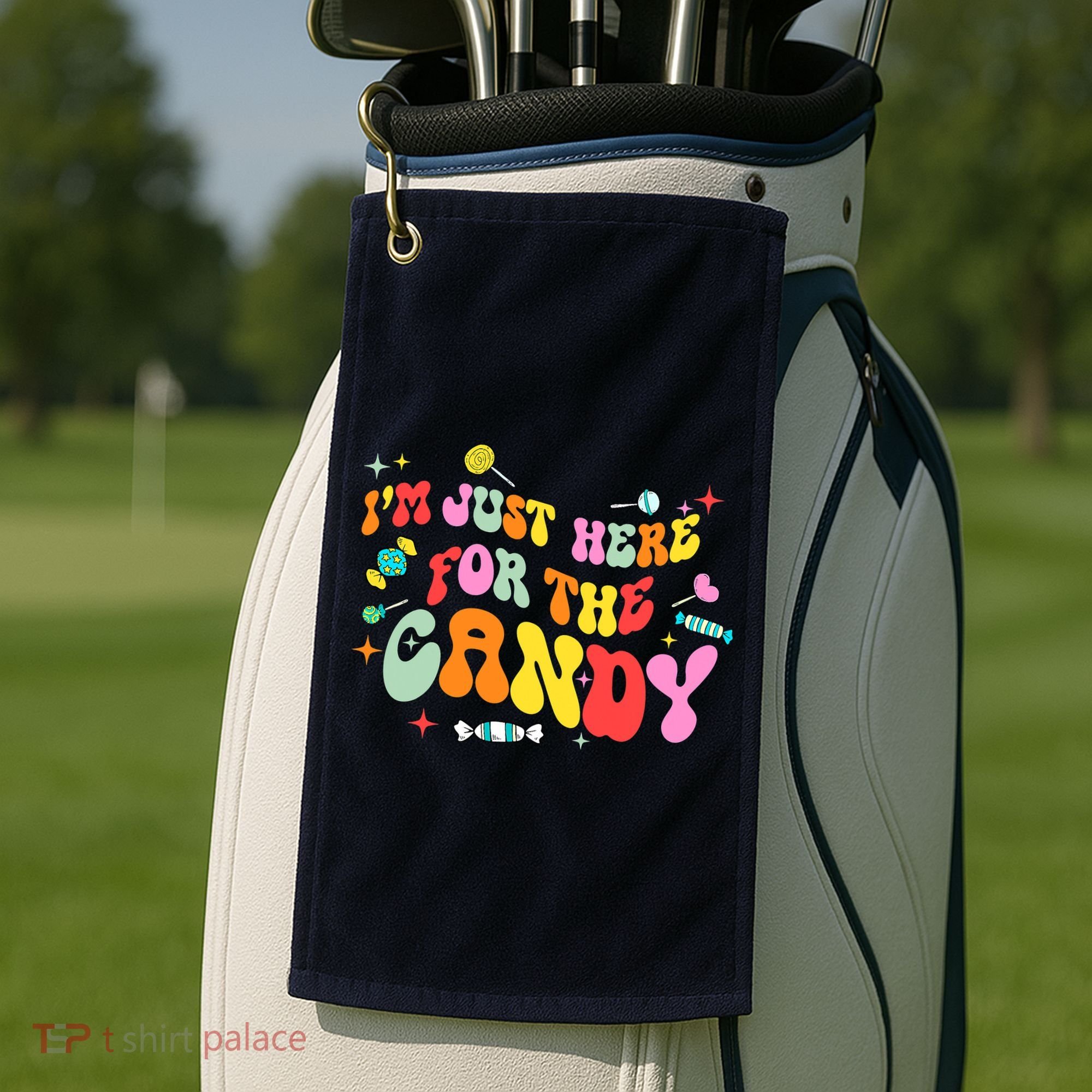 I'm Just Here For The Candy Halloween Cute Lollipop Sweets Golf Towel