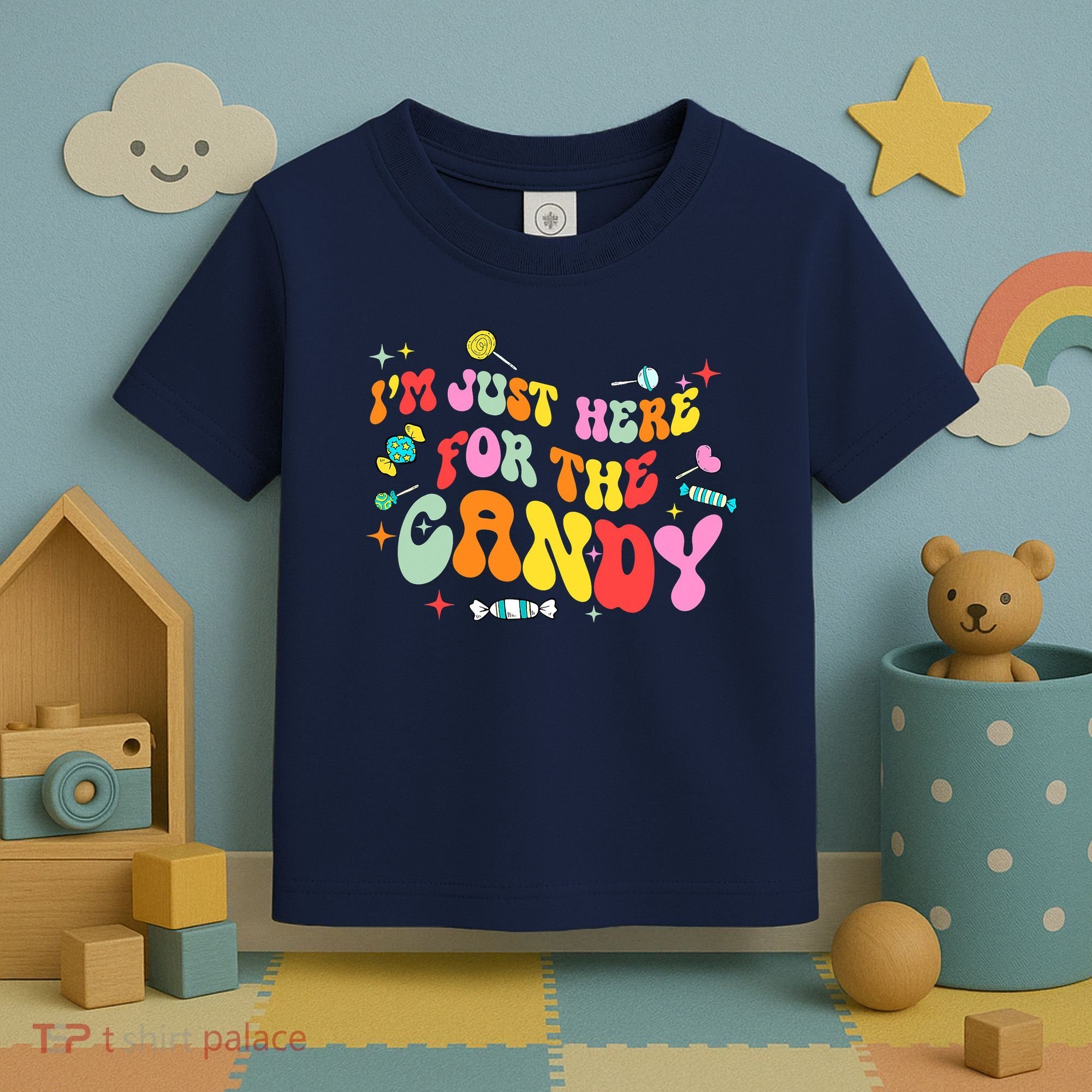 I'm Just Here For The Candy Halloween Cute Lollipop Sweets Toddler T-Shirt