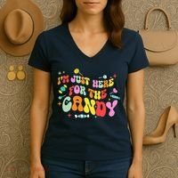 I'm Just Here For The Candy Halloween Cute Lollipop Sweets Women's V-Neck T-Shirt thumb 3