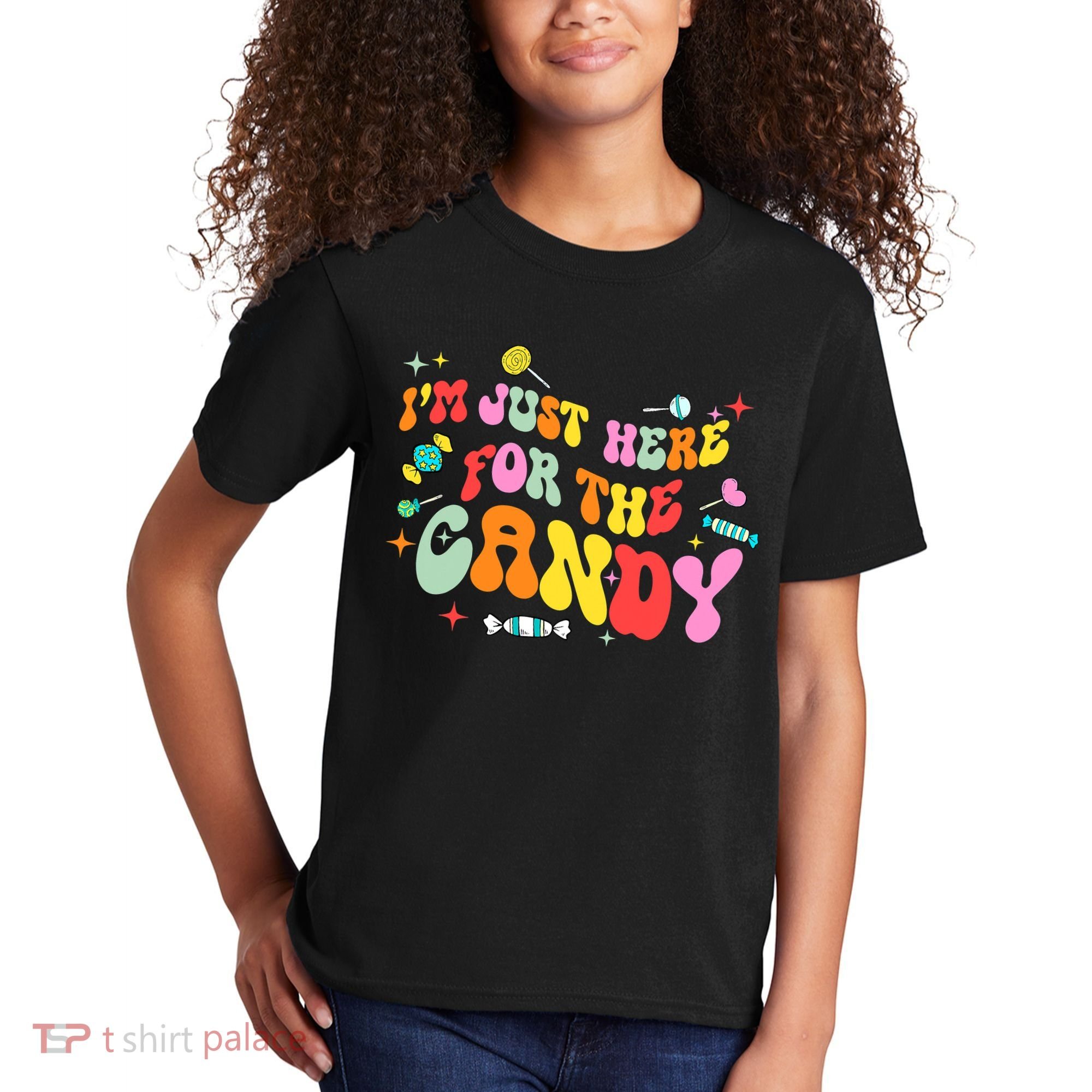 I'm Just Here For The Candy Halloween Cute Lollipop Sweets Kids T-Shirt