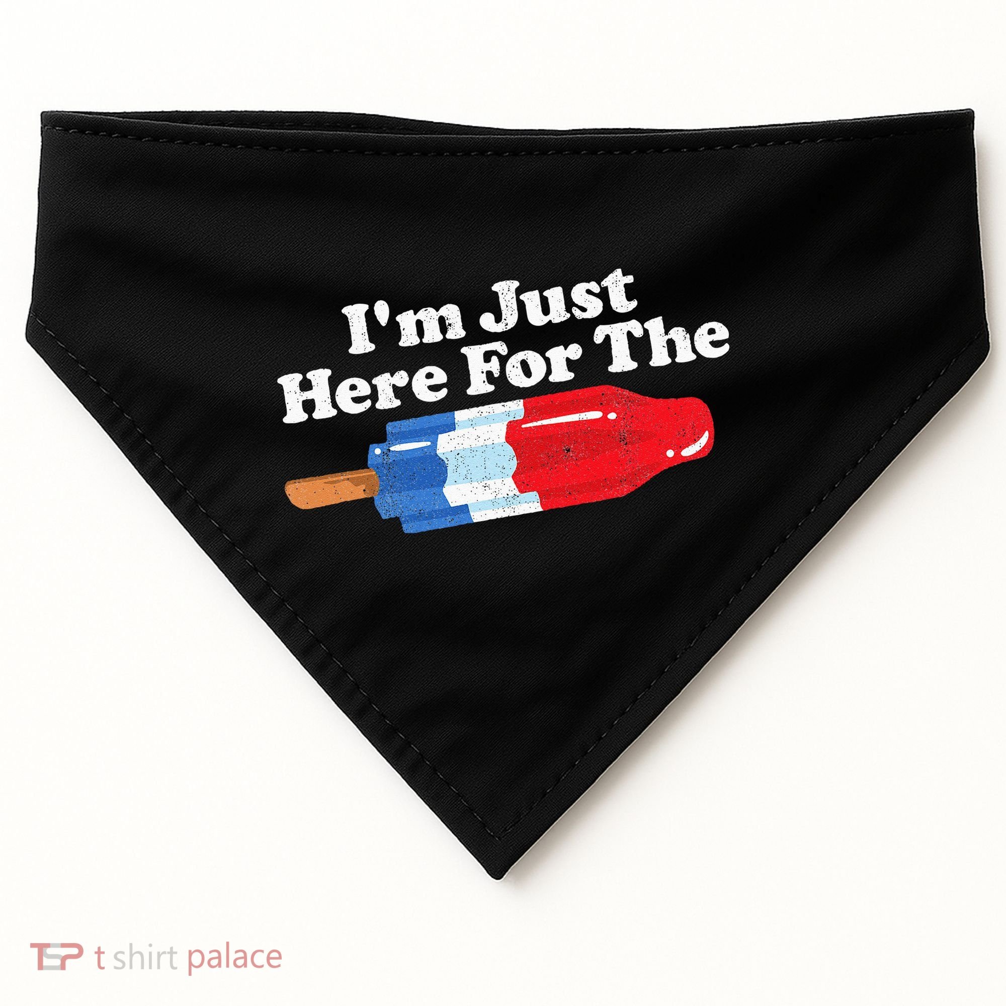 Im Just Here For The Popsicle Funny Bomb Retro 80s Pop Gift USA-Made Doggie Bandana