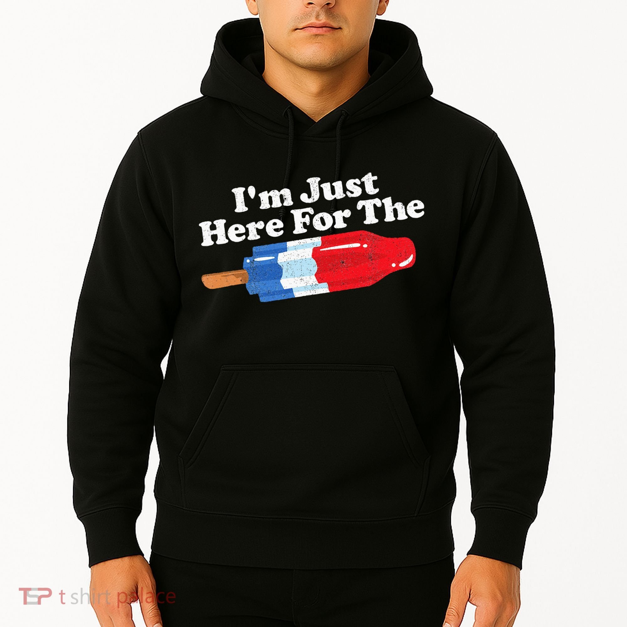Im Just Here For The Popsicle Funny Bomb Retro 80s Pop Gift Hoodie