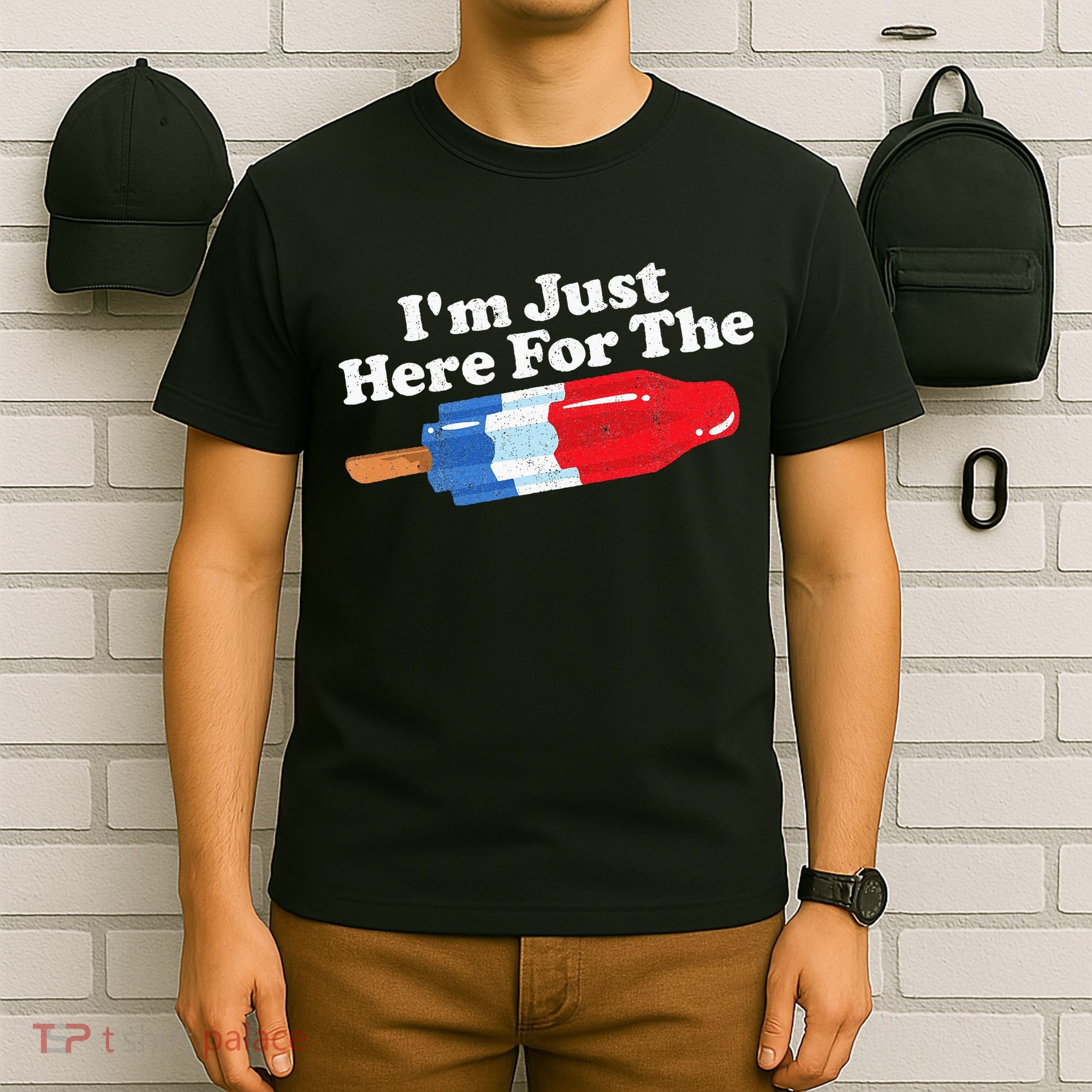 Im Just Here For The Popsicle Funny Bomb Retro 80s Pop Gift T-Shirt