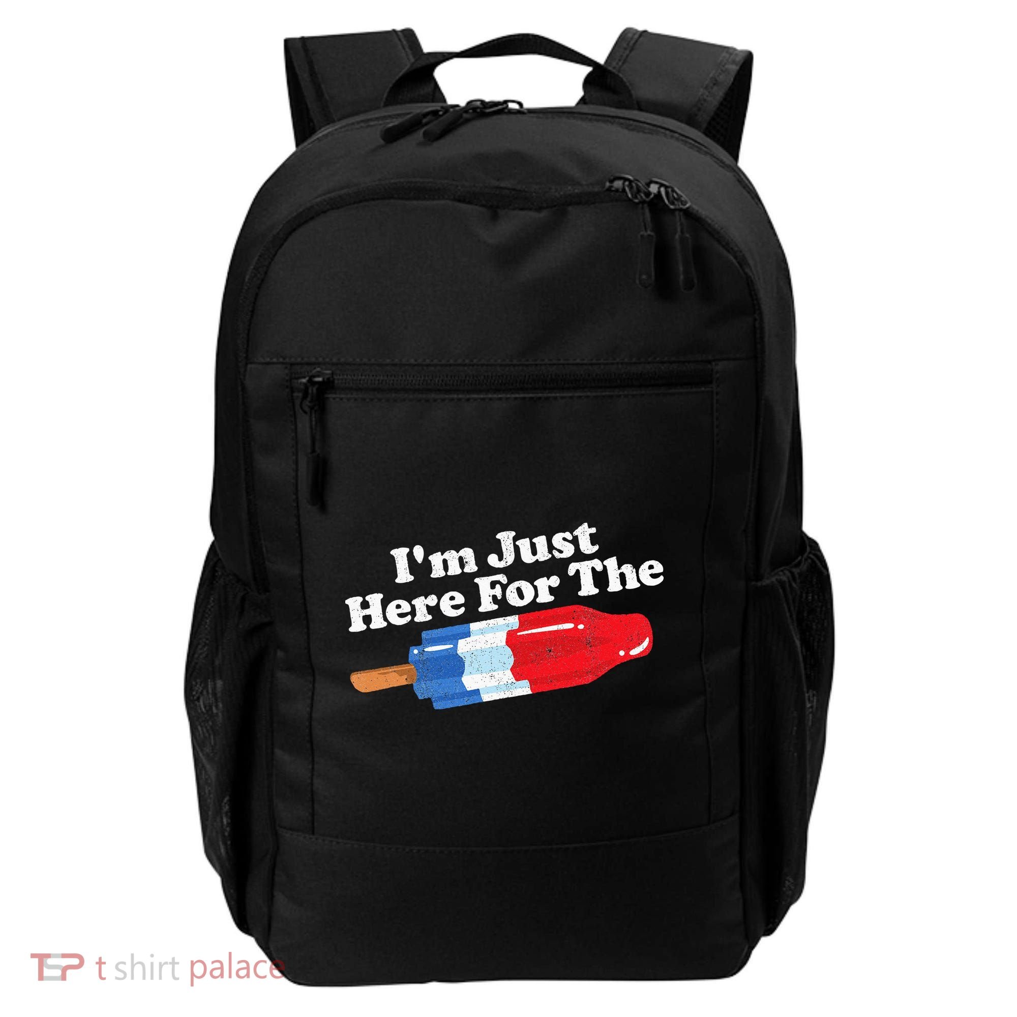 Im Just Here For The Popsicle Funny Bomb Retro 80s Pop Gift Backpack
