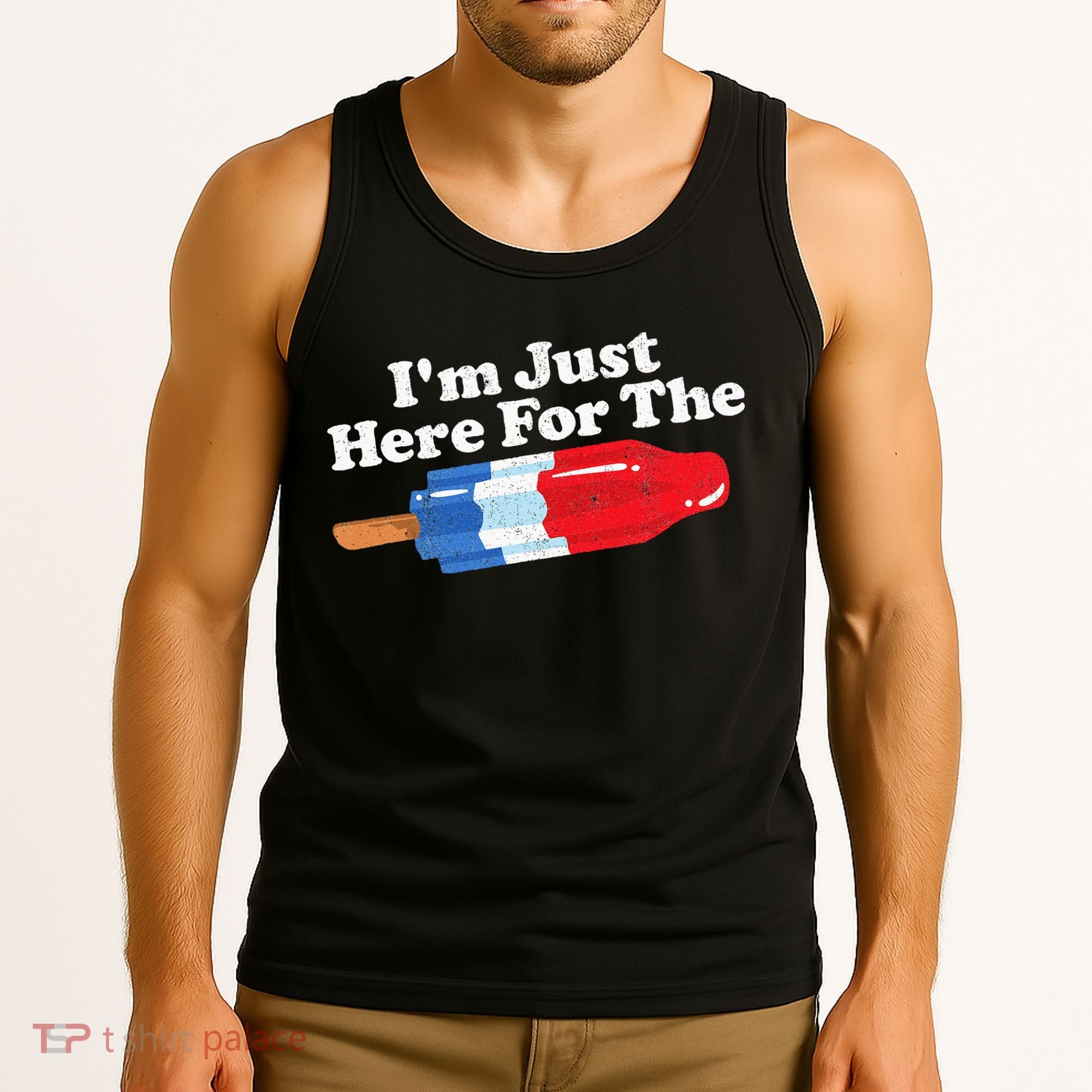 Im Just Here For The Popsicle Funny Bomb Retro 80s Pop Gift Tank Top